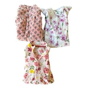 Carter’s Bundle Set 3PC Floral Hearts Pink Pajama Bodysuit Baby Girl 18M